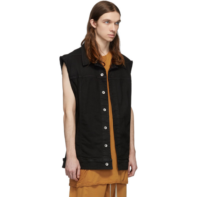 Rick Owens Drkshdw Black Denim Oversized Worker Vest Rick Owens