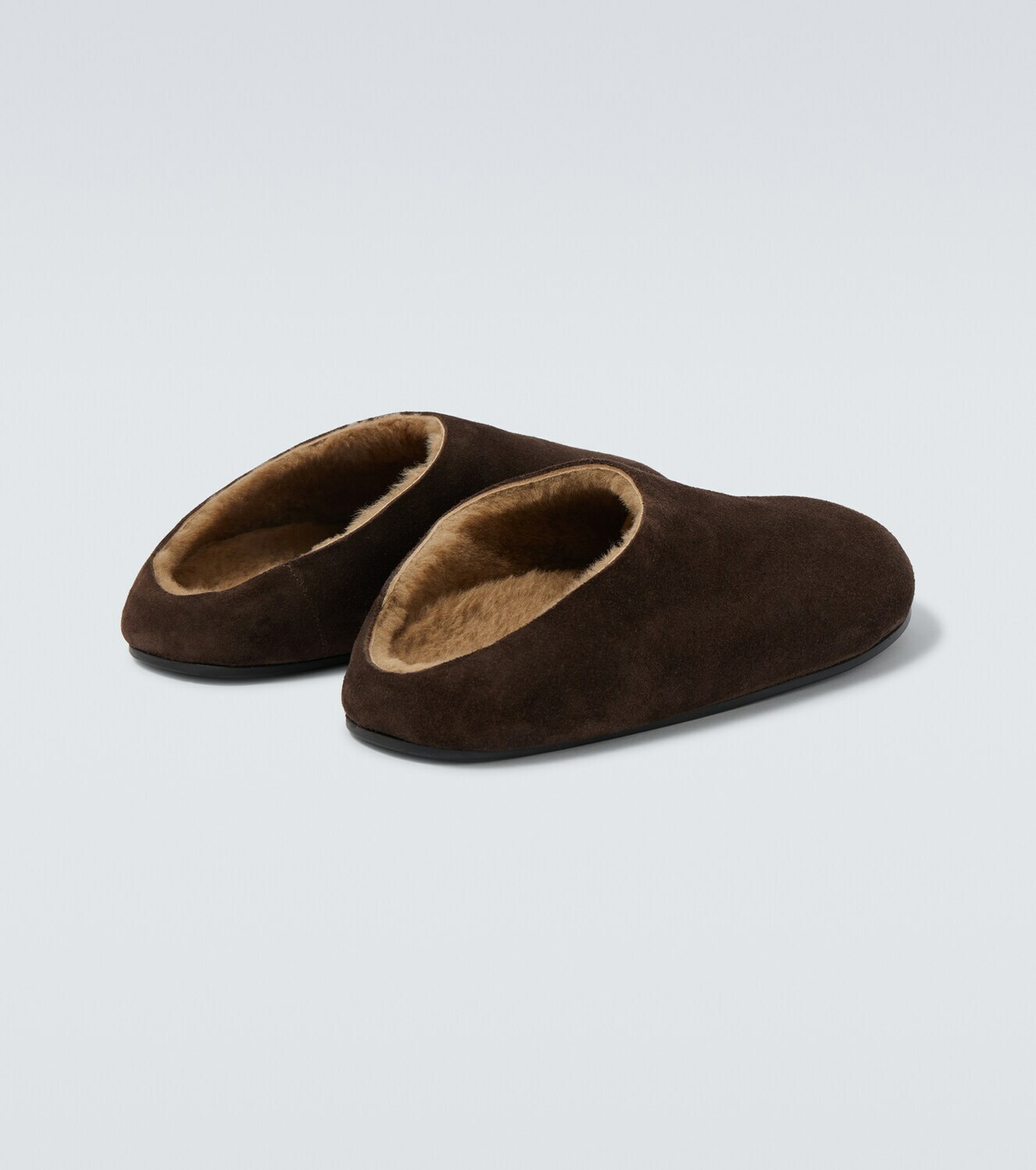 The Row Hudson shearling-lined suede mules