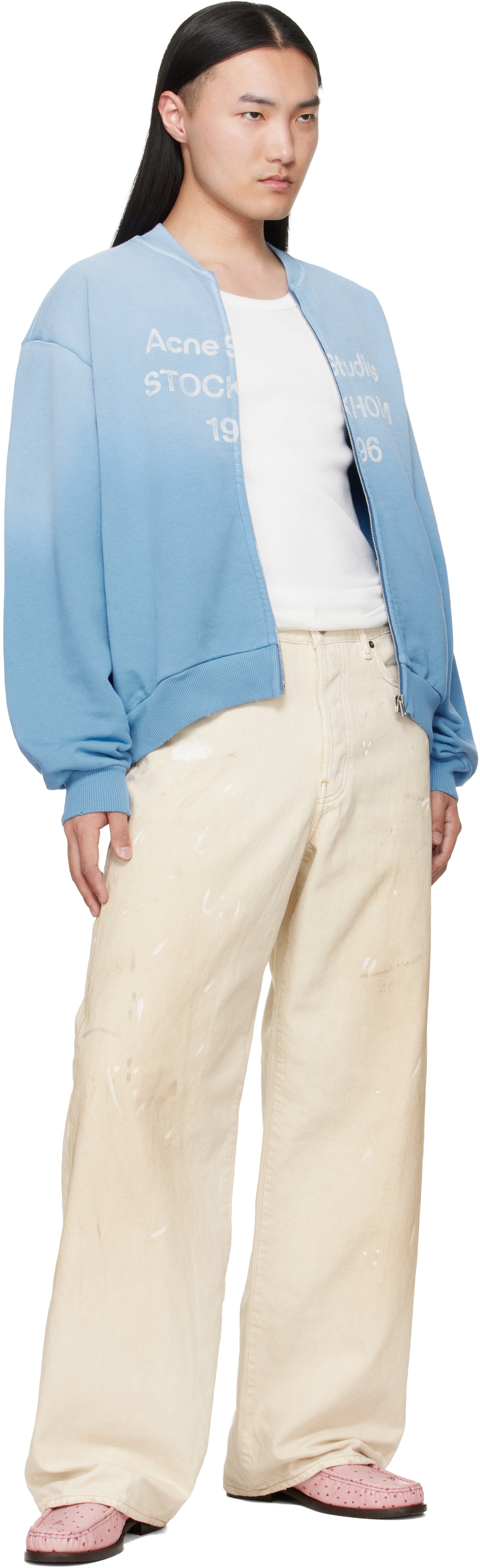 Acne Studios Blue Washed Zip-Up Sweater