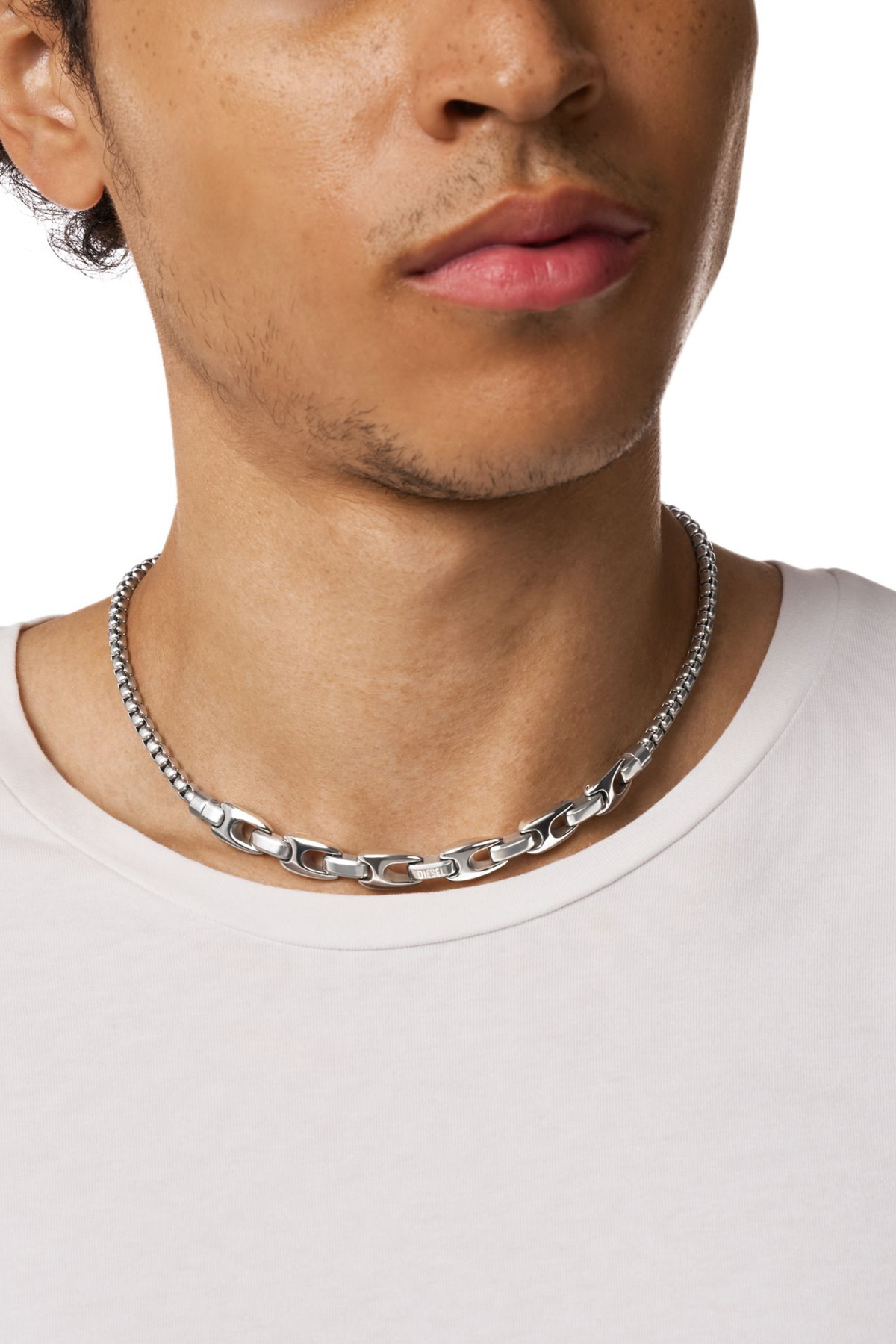 Diesel Stainless steel drop earring - Necklaces - Unisex - Silver