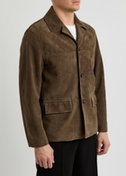 Frame Panelled Suede Jacket Brown