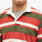 Drake's Men's Stripe Rugby Shirt in Orange/Green/Ecru