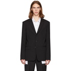 Isabel Benenato Black Wool Lightweight 3-Button Blazer