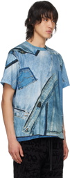 Versace Jeans Couture Blue Printed T-Shirt