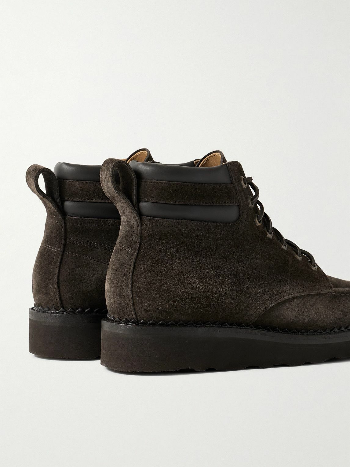Yuketen - Leather-Trimmed Suede Boots - Brown