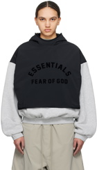 Fear of God ESSENTIALS Gray & Black Bonded Hoodie