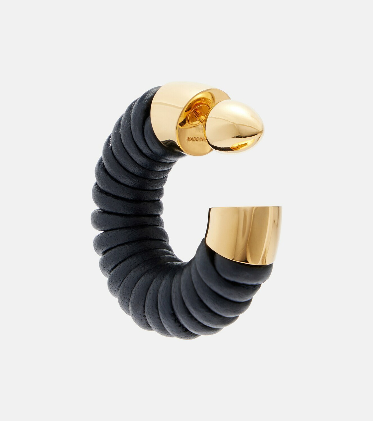 Alaïa Bobine leather-trimmed hoop earrings