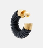 Alaïa Bobine leather-trimmed hoop earrings