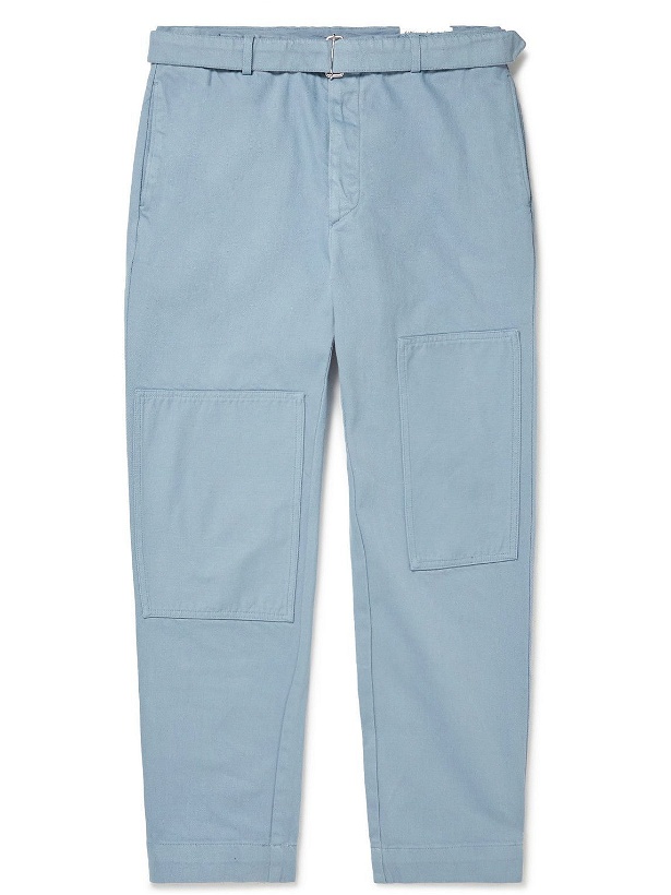 Photo: Officine Générale - Edouard Tapered Belted Recycled Cotton-Twill Chinos - Blue