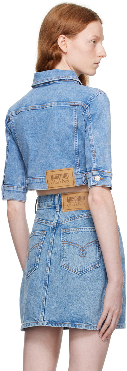 Moschino Jeans Blue Cropped Denim Jacket