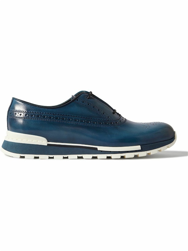 Photo: Berluti - Fast Track Perforated Venezia Leather Sneakers - Blue