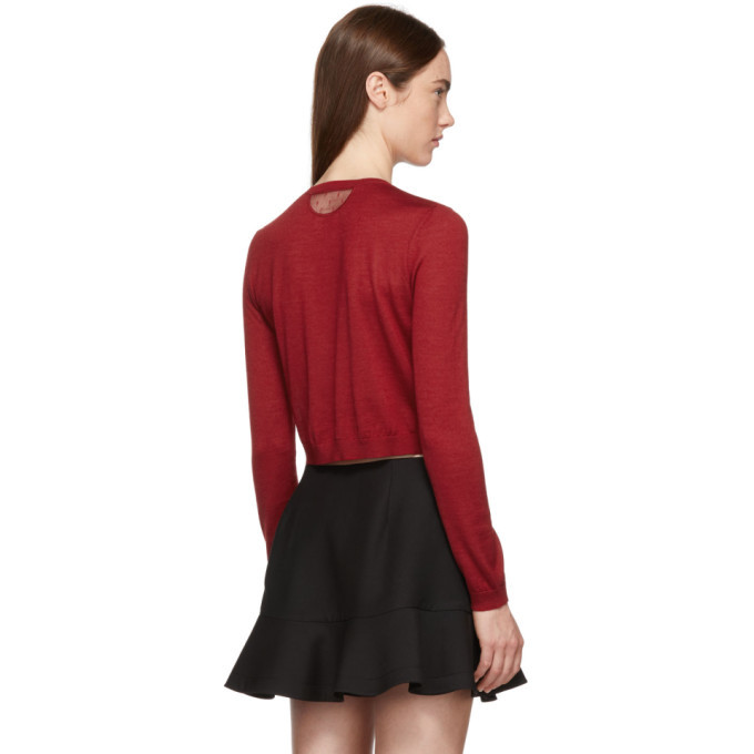 RED Valentino Red Cashmere and Silk Cropped Cardigan RED Valentino