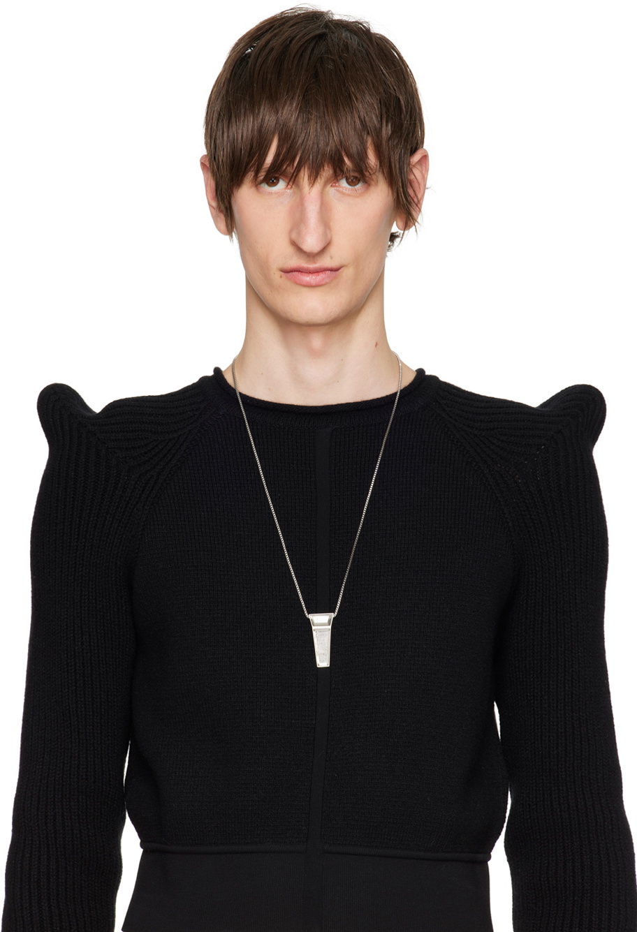 Rick Owens Silver Crystal Trunk Charm Necklace Rick Owens