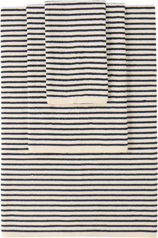 Photo: Tekla Off-White & Navy Striped Towel Set, 3 pcs