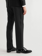 Canali - Straight-Leg Striped Wool Tuxedo Trousers - Black