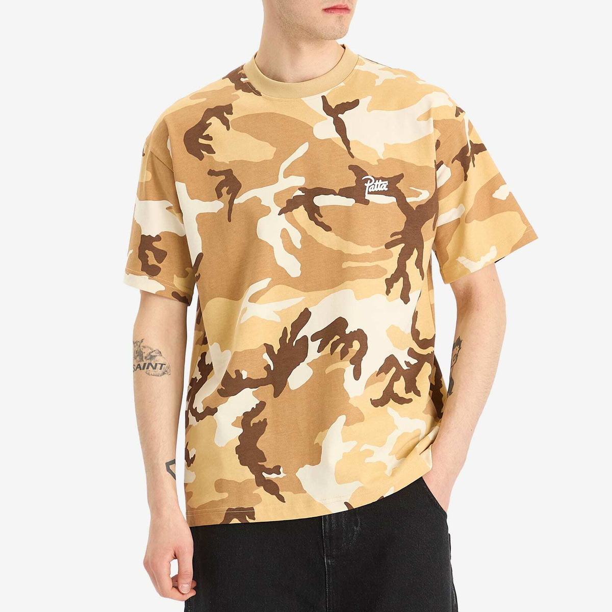 Patta Men's Bark Woodland Camo T-Shirt in Sand Dollar