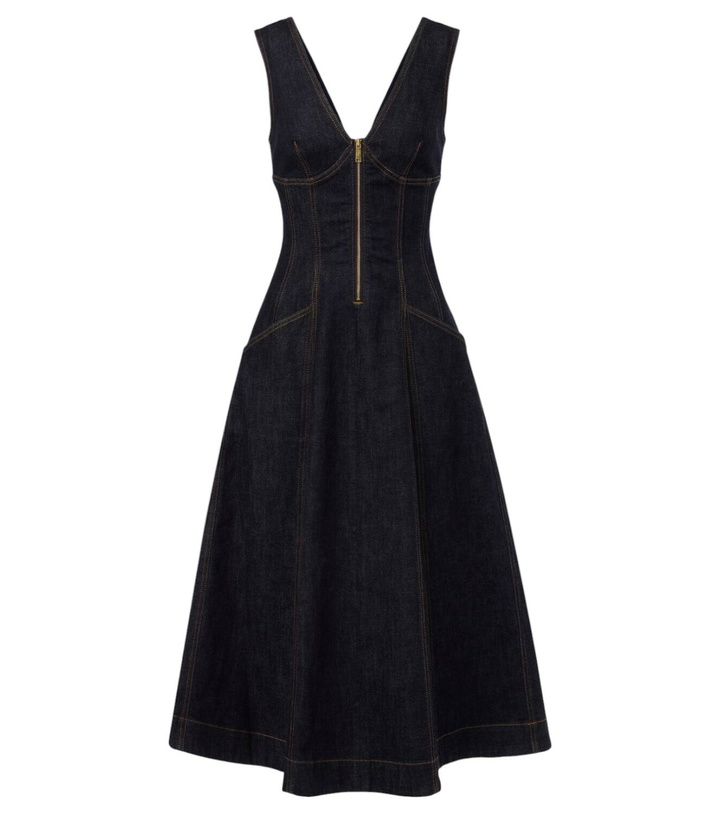Photo: Self-Portrait Zip-up denim midi dress