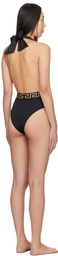 Versace Underwear Black Greca Border One-Piece Swimsuit