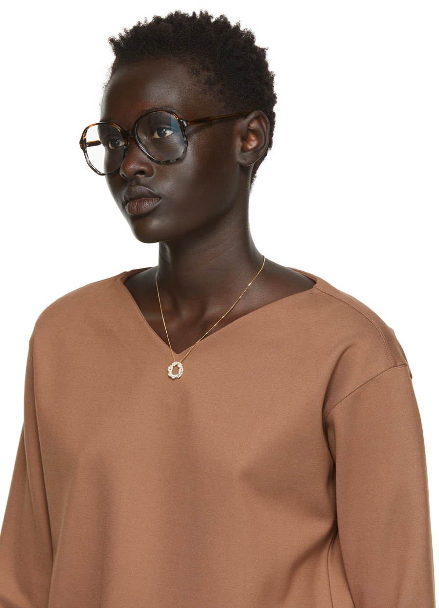 Victoria Beckham Tortoiseshell Faceted Round Optical Glasses