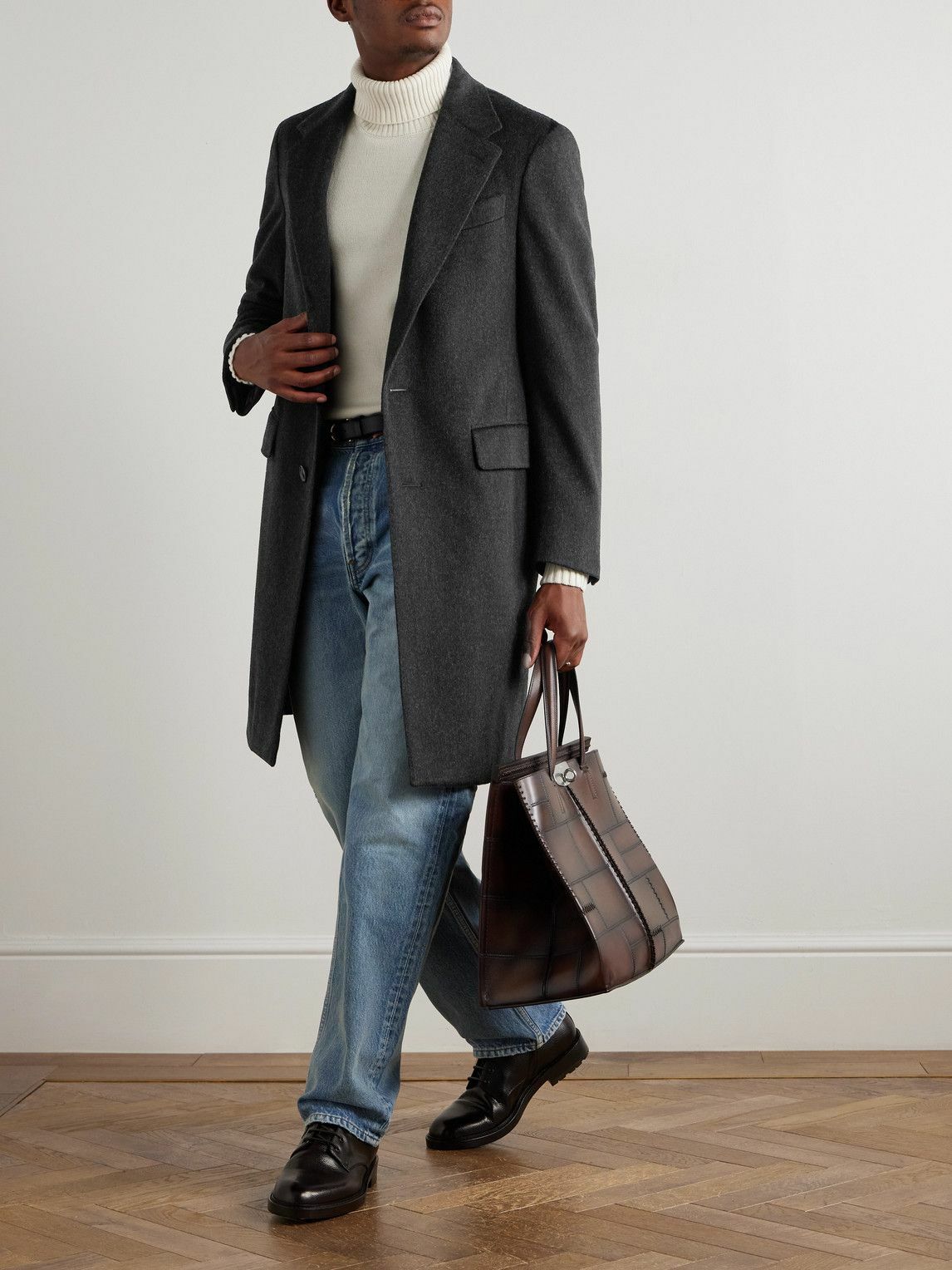 Caruso - Brushed Wool-Blend Overcoat - Gray