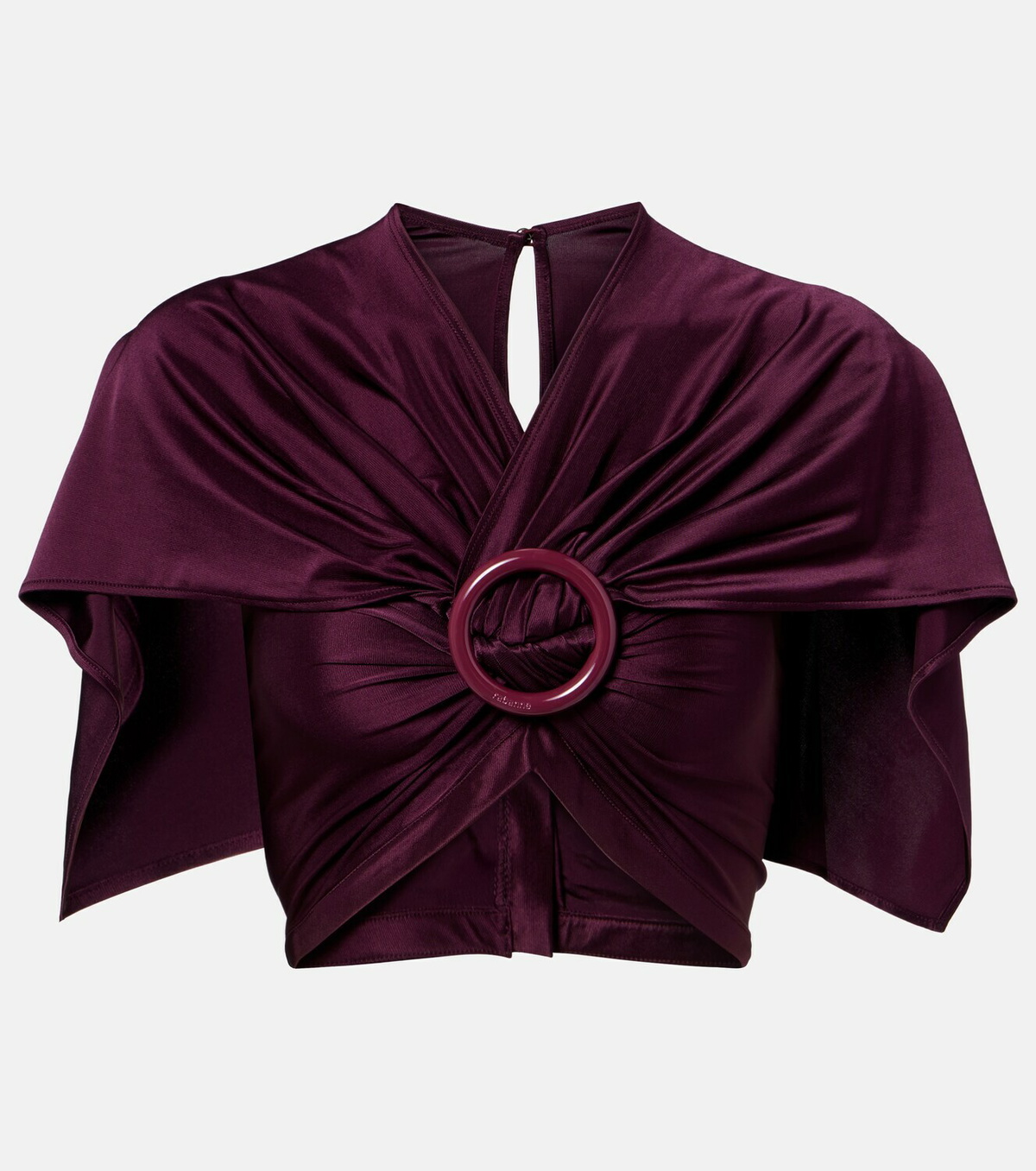 Rabanne Gathered caped satin crop top