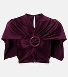 Rabanne Gathered caped satin crop top