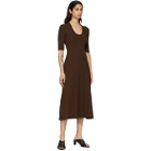 Rosetta Getty Brown Cropped Sleeve U-Neck T-Shirt Dress