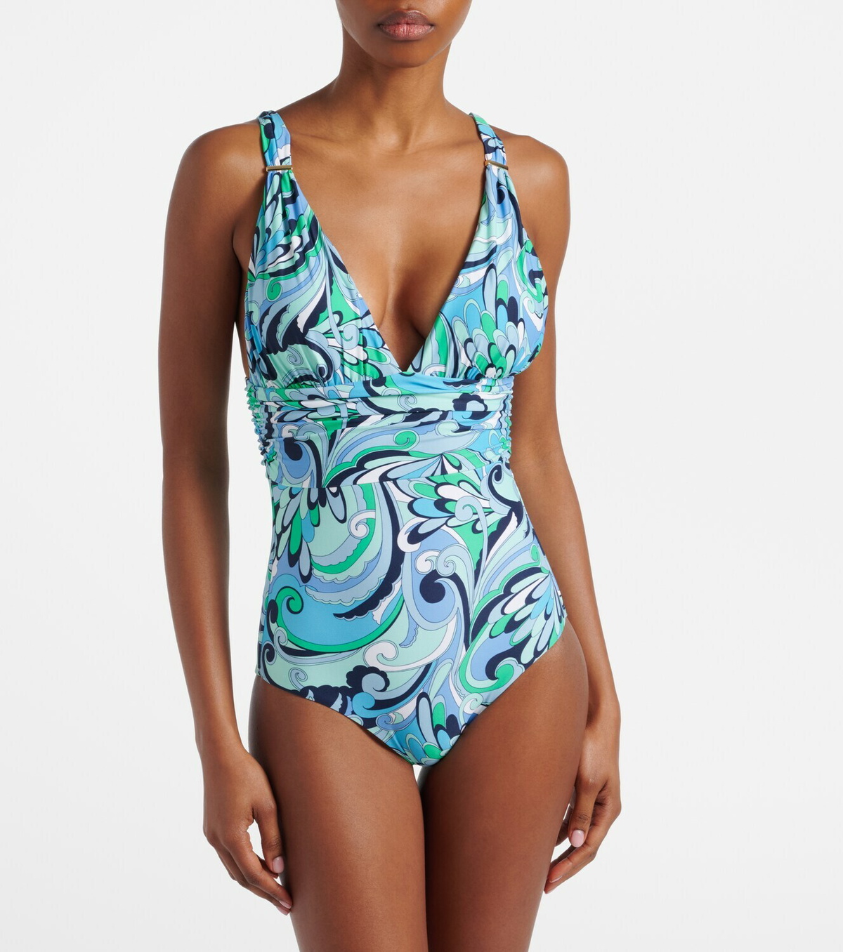 Melissa Odabash Panarea printed ruched swimsuit