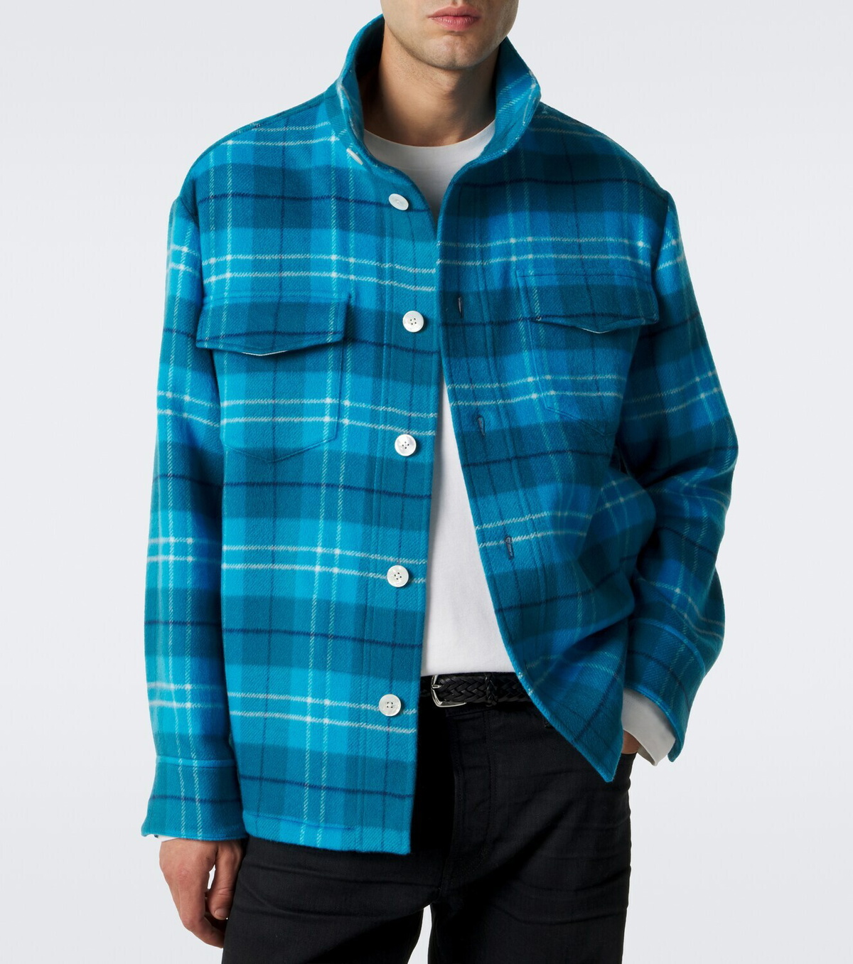 Umit Benan St. Moritz plaid cashmere overshirt