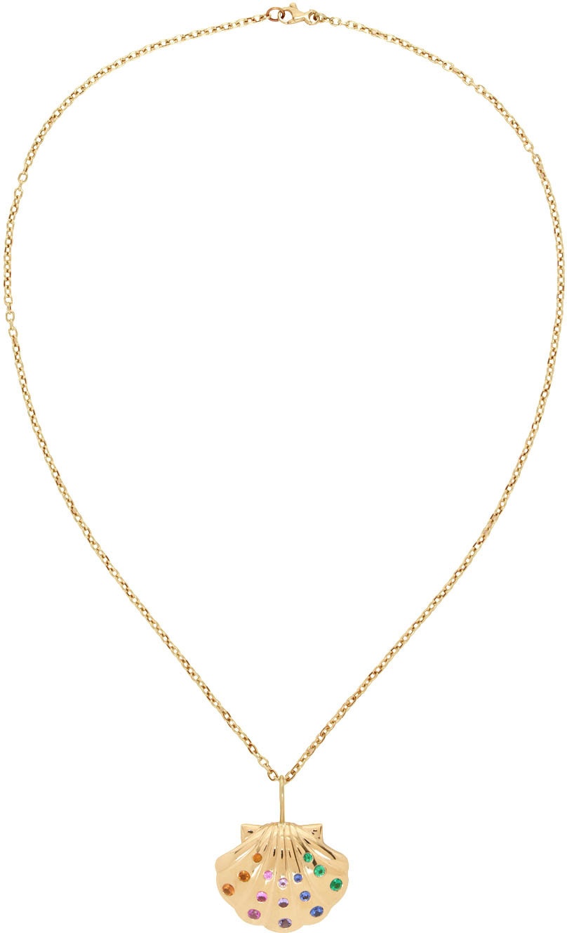 BRENT NEALE Mini Shell 18-karat gold multi-stone necklace | NET-A-PORTER