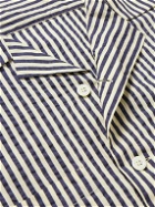 Barena - Camp-Collar Striped Cotton-Blend Seersucker Shirt - Blue