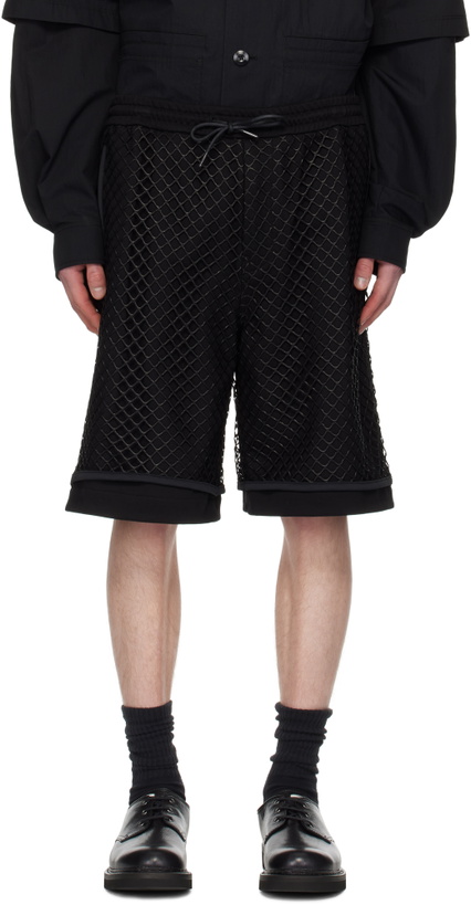 Photo: Juun.J Black Net Layered Shorts