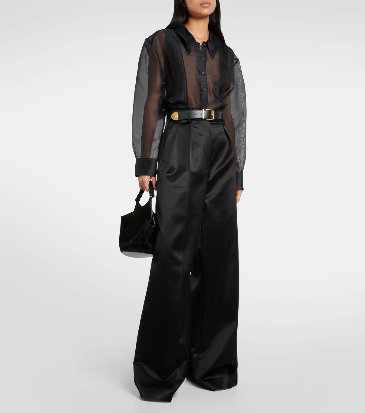 Khaite Teyana high-rise satin wide-leg pants