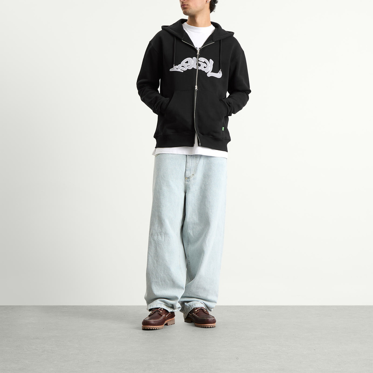 POSTAL Men's Trip Applique Zip Hoodie in Black