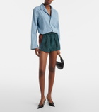 Saint Laurent Colorblocked taffeta shorts