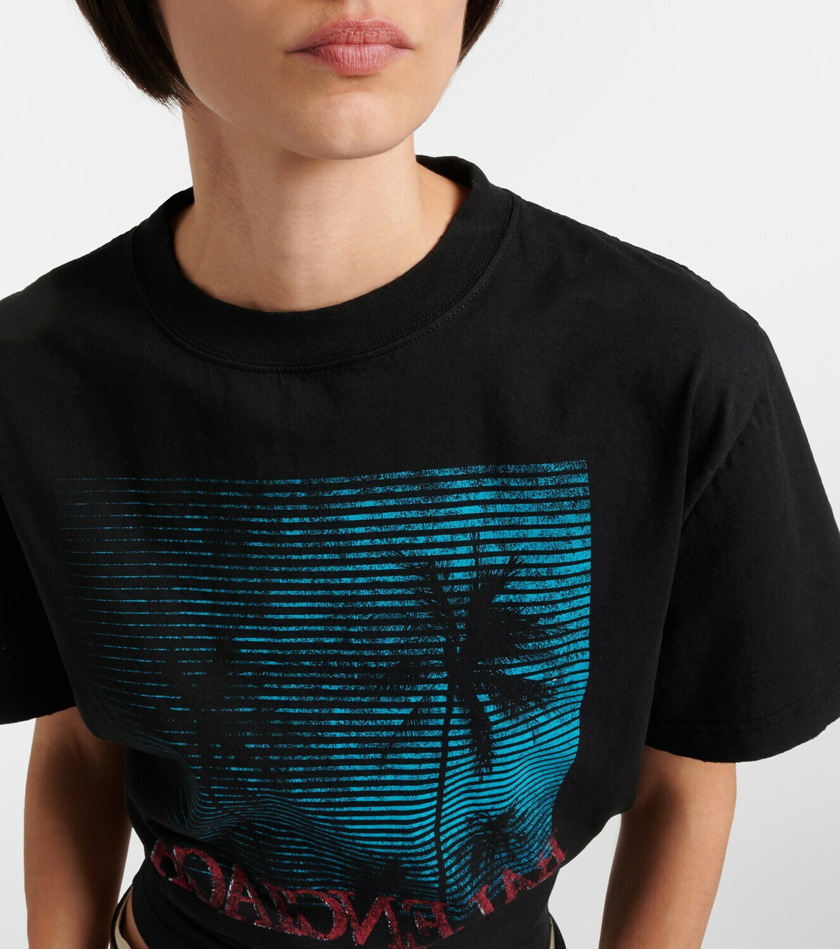 Balenciaga Logo cropped cotton jersey T-shirt