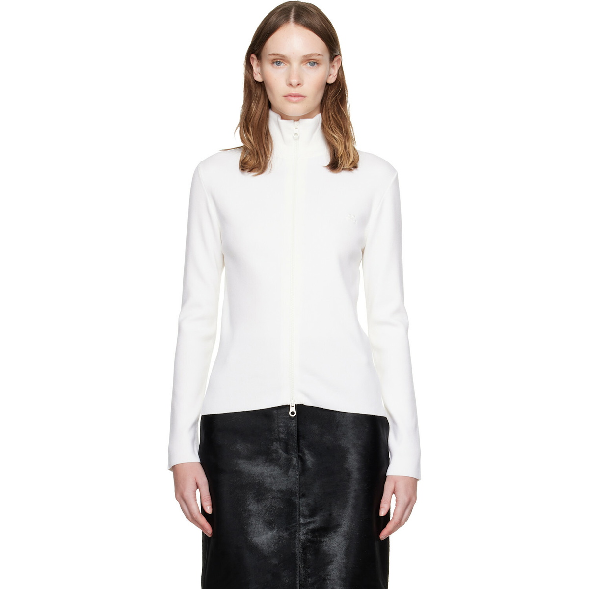 Courrèges White Zipped Merino Wool Cardigan