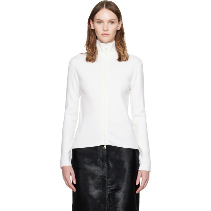 Photo: Courrèges White Zipped Merino Wool Cardigan