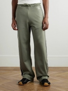 LOEWE - Straight-Leg Logo-Embroidered Herringbone-Striped Tech-Jersey Track Pants - Green