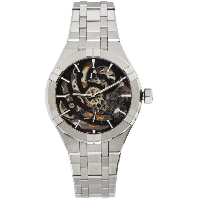 Photo: Maurice Lacroix Silver Aikon Automatic Skeleton Watch