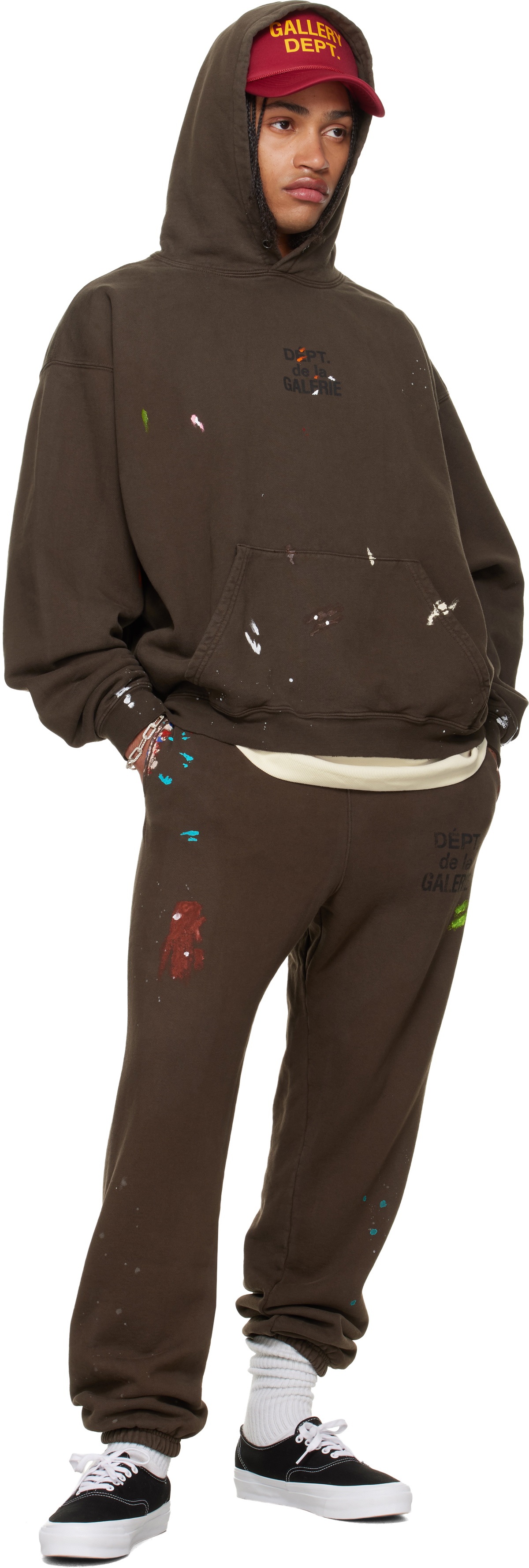 Gallery Dept. Brown French Logo Painted Hoodie