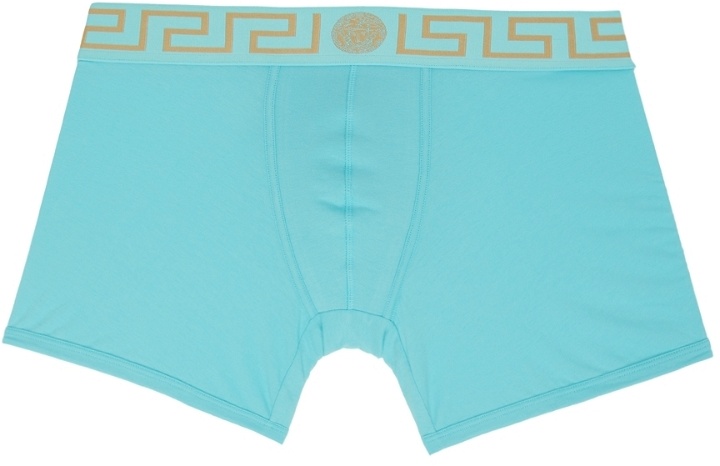 Photo: Versace Underwear Blue Greca Border Boxer Briefs
