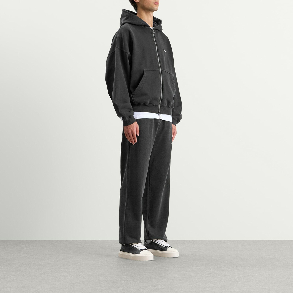 Cole Buxton Men's Mini Logo Zipped Hoodie in Vintage Black