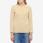 Armor-Lux Women's Long Sleeve Breton T-Shirt in White/Curry