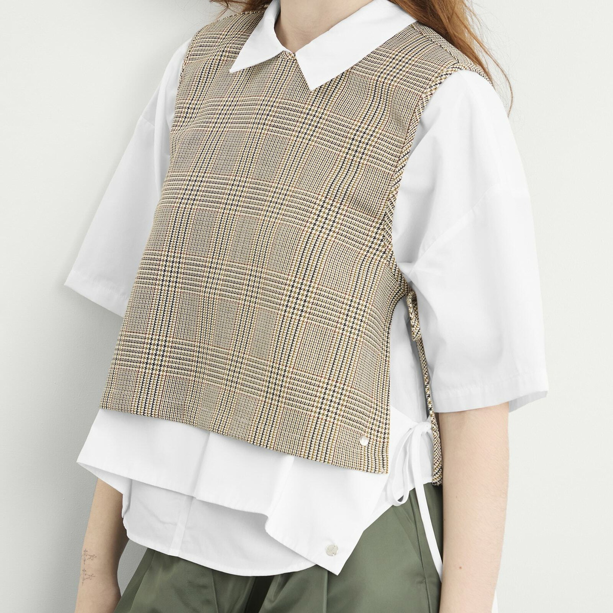 STEL Women's Tie Side Check Tank Top in Camel Check