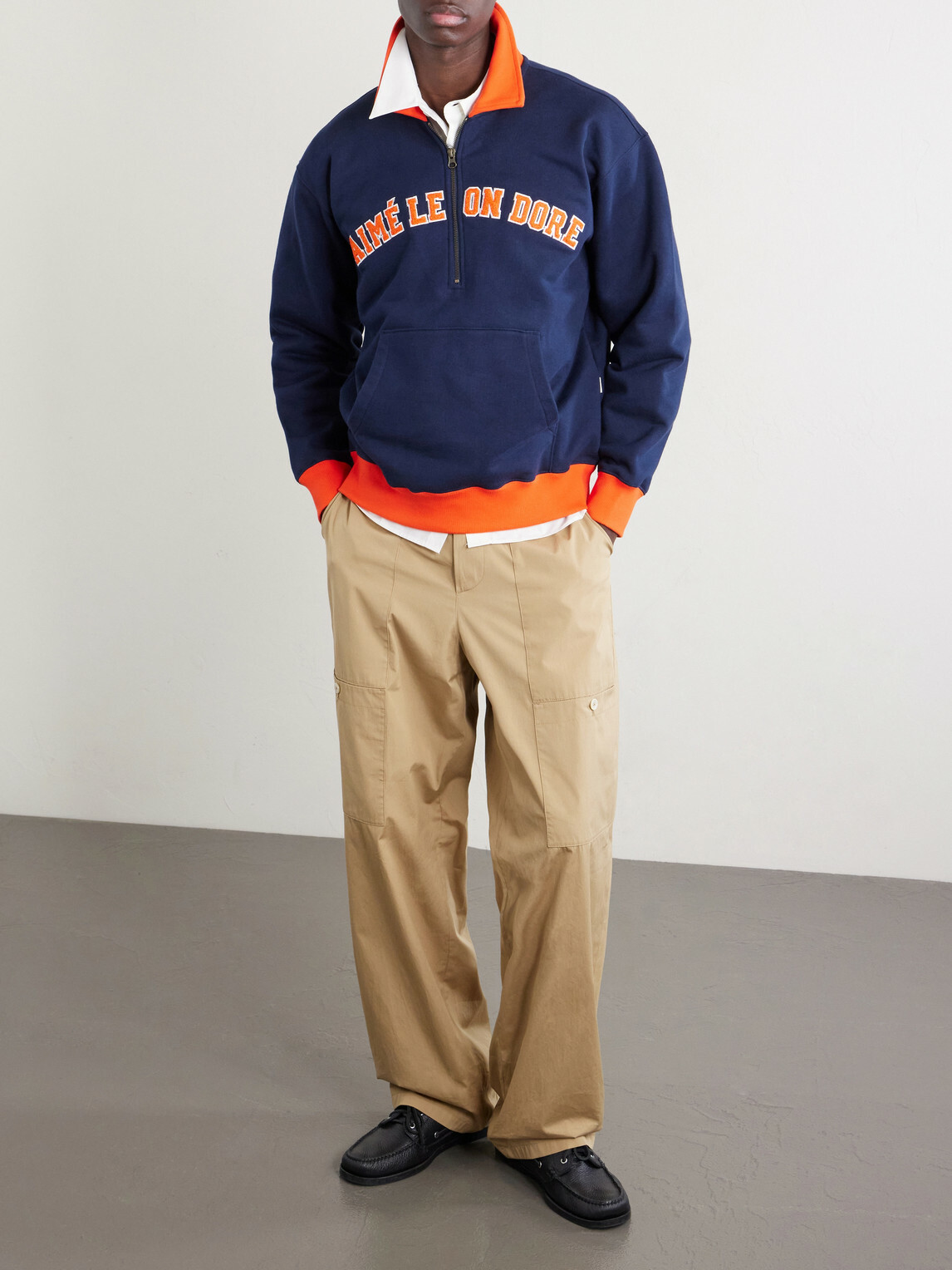 Aimé Leon Dore - Logo-Embroidered Cotton-Jersey Half-Zip Sweatshirt - Blue