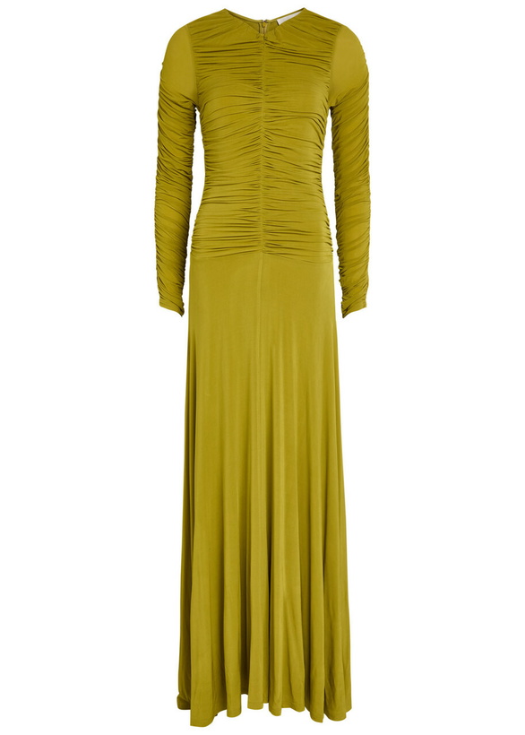 Photo: Tove Eira Ruched Stretch-jersey Maxi Dress Green