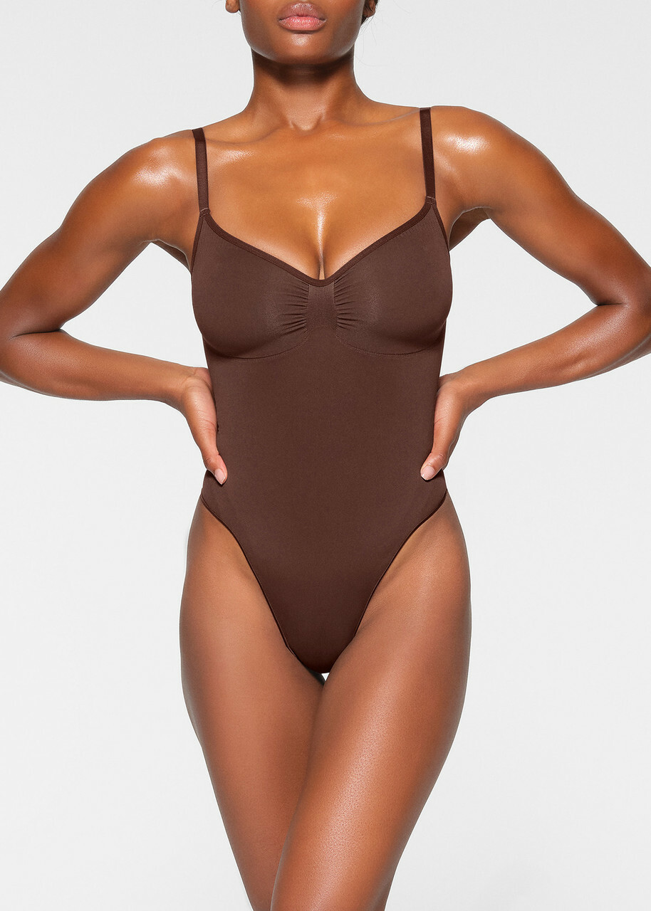 Skims Seamless Sculpt Thong Bodysuit Brown