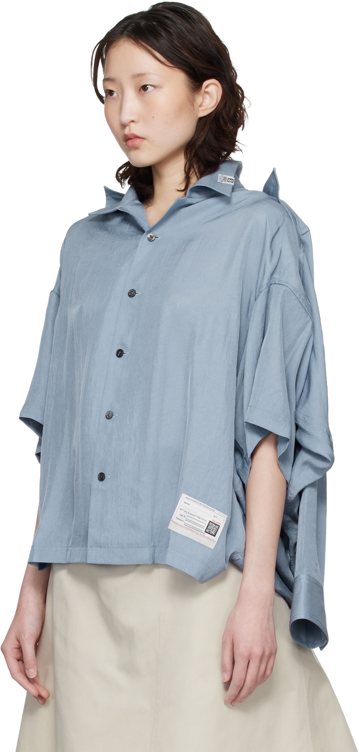 Maison MIHARA YASUHIRO Blue Shawl Layered Shirt