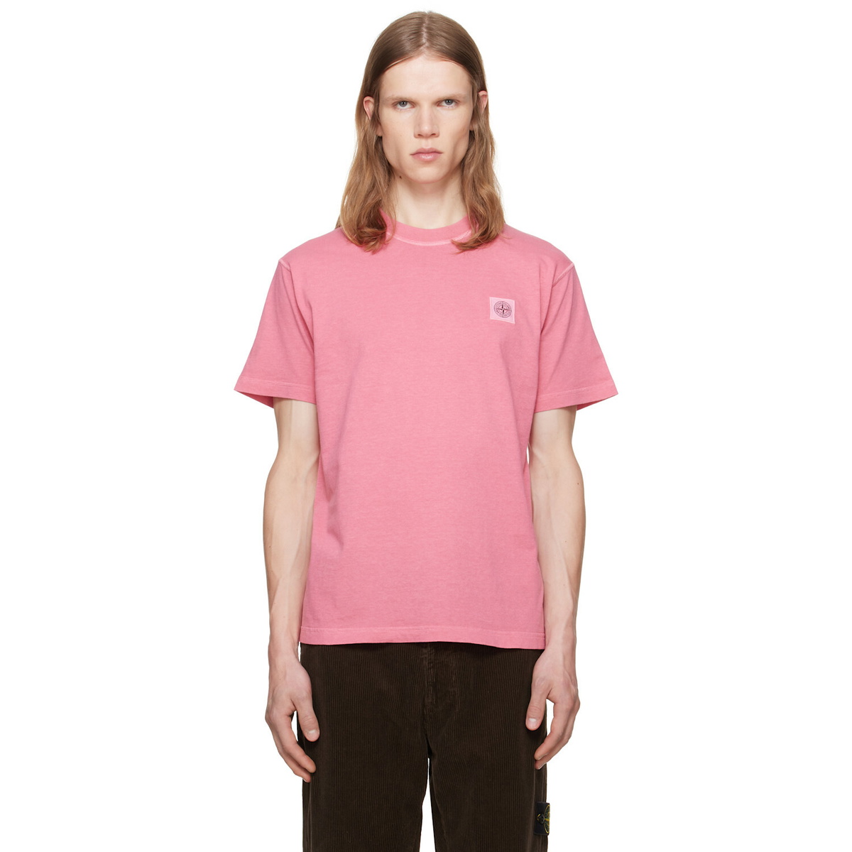 Stone Island Pink 2100026 Organic Cotton Jersey 'Fissato' T-shirt